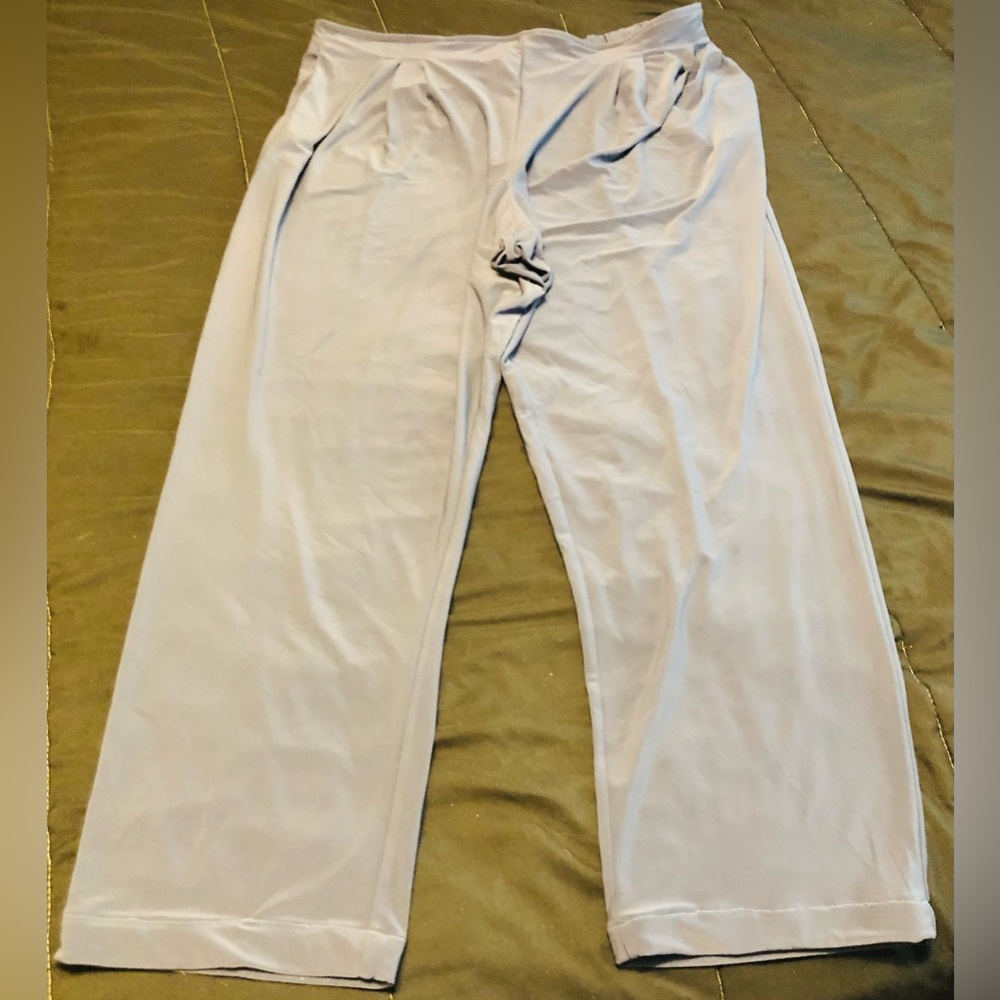 Marla Wynn NWOT Blue Stretch elastic waist Pants w/ pockets Made USA Size XL